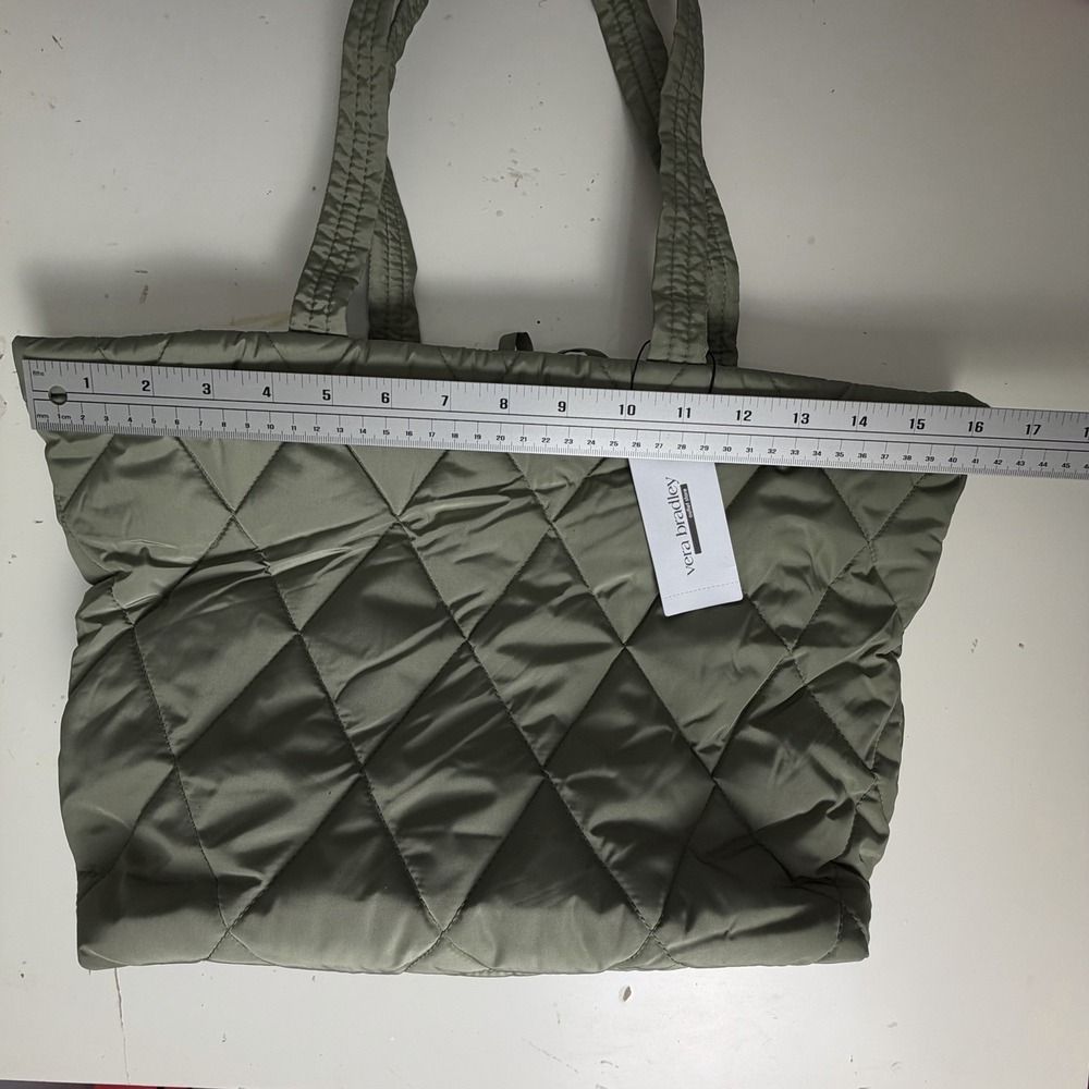 Vera Bradley Small East West Tote Purse Bag Deep Lichen Green Lightweight Preppy - Picture 12 of 13